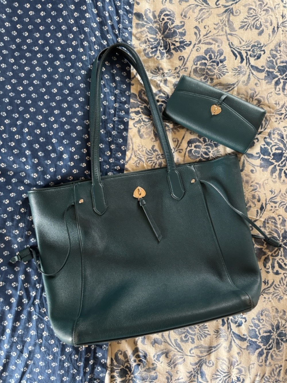 kate spade Marti Tote with Matching Wallet Clutch Peacock